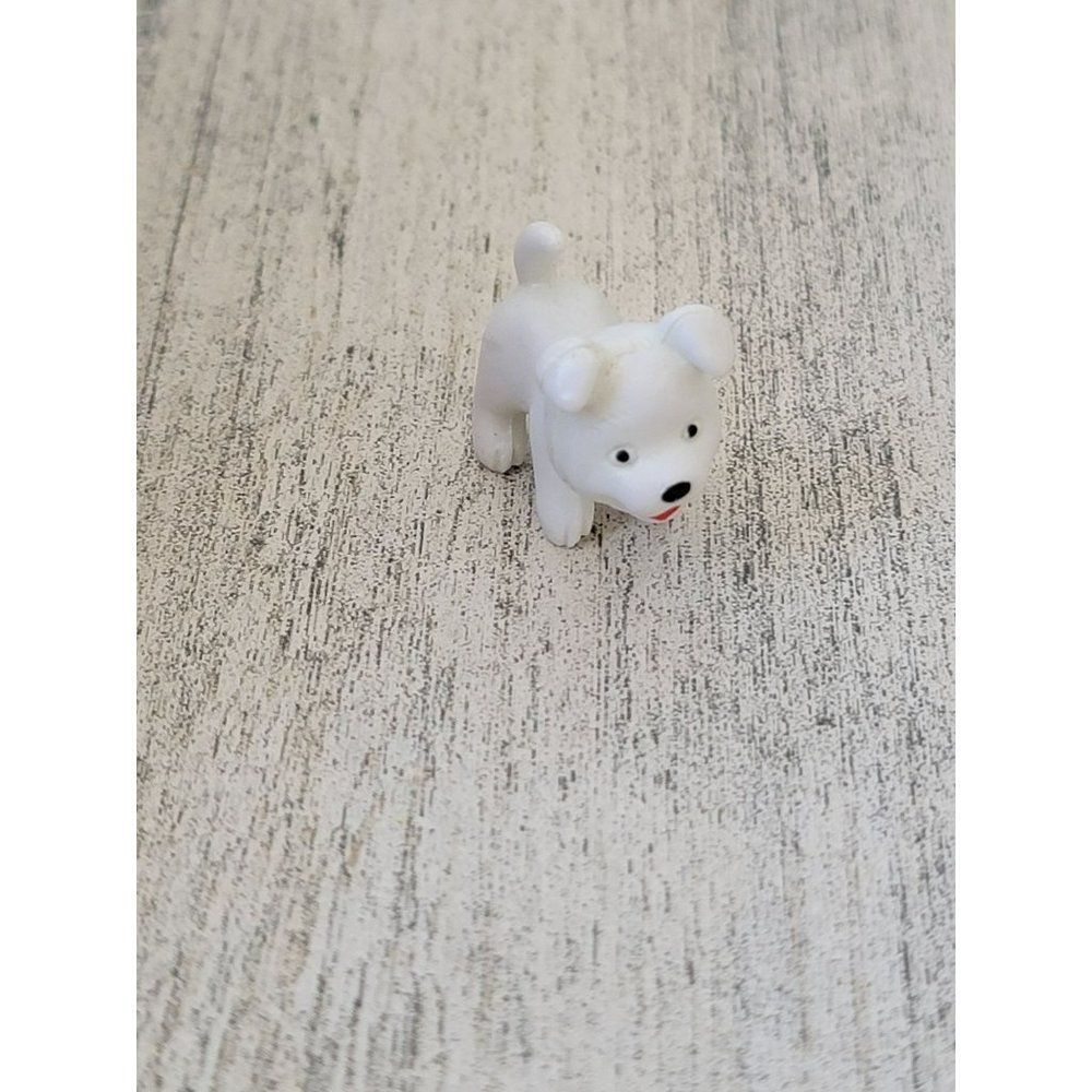 Miniature white puppy dog pet accessory toy figure